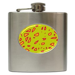 Yellow Neon Design Hip Flask (6 Oz) by Valentinaart