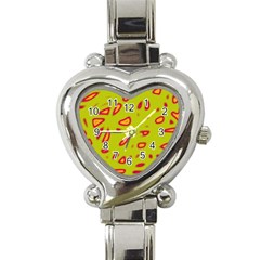 Yellow Neon Design Heart Italian Charm Watch