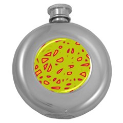 Yellow Neon Design Round Hip Flask (5 Oz)