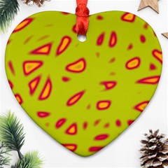 Yellow Neon Design Heart Ornament (2 Sides)