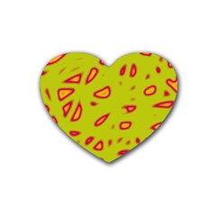 Yellow Neon Design Rubber Coaster (heart) 