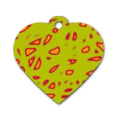 Yellow Neon Design Dog Tag Heart (two Sides)