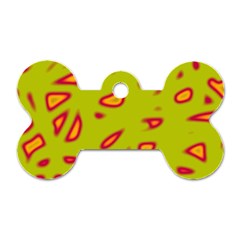 Yellow Neon Design Dog Tag Bone (two Sides)