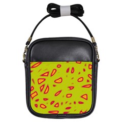 Yellow Neon Design Girls Sling Bags by Valentinaart