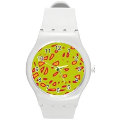 Yellow Neon Design Round Plastic Sport Watch (m)