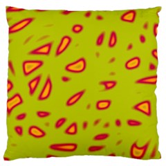 Yellow Neon Design Large Cushion Case (two Sides)