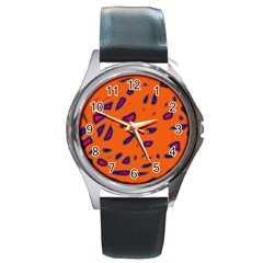 Orange Neon Round Metal Watch