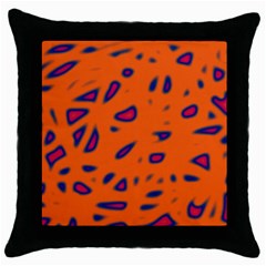 Orange Neon Throw Pillow Case (black) by Valentinaart