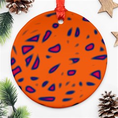 Orange Neon Round Ornament (two Sides) 