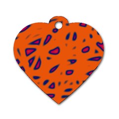 Orange Neon Dog Tag Heart (one Side)