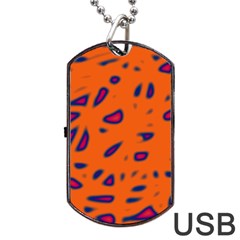 Orange Neon Dog Tag Usb Flash (one Side)