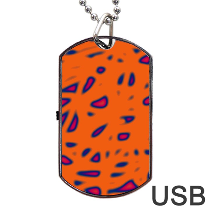 Orange neon Dog Tag USB Flash (One Side)