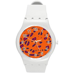 Orange Neon Round Plastic Sport Watch (m)