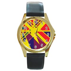 Hot Abstraction Round Gold Metal Watch