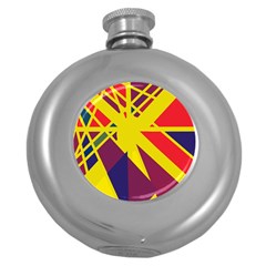 Hot Abstraction Round Hip Flask (5 Oz) by Valentinaart