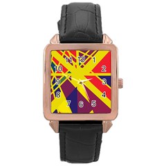 Hot Abstraction Rose Gold Leather Watch  by Valentinaart