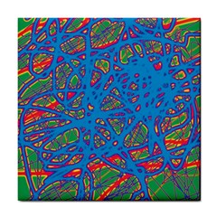 Colorful Neon Chaos Tile Coasters by Valentinaart