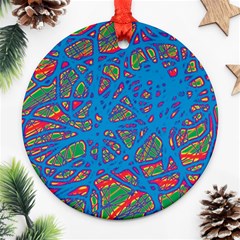 Colorful Neon Chaos Ornament (round)  by Valentinaart