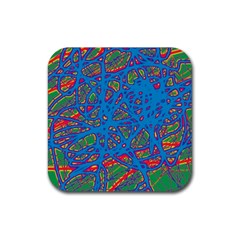 Colorful Neon Chaos Rubber Coaster (square) 