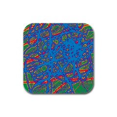 Colorful Neon Chaos Rubber Square Coaster (4 Pack) 