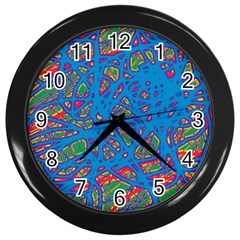 Colorful Neon Chaos Wall Clocks (black)