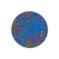 Colorful Neon Chaos Rubber Coaster (round) 