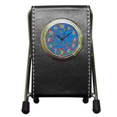 Colorful Neon Chaos Pen Holder Desk Clocks by Valentinaart