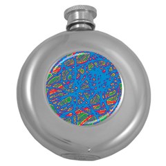 Colorful Neon Chaos Round Hip Flask (5 Oz)