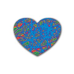 Colorful Neon Chaos Rubber Coaster (heart) 