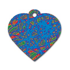 Colorful Neon Chaos Dog Tag Heart (one Side) by Valentinaart