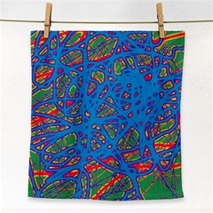 Colorful Neon Chaos Face Towel by Valentinaart