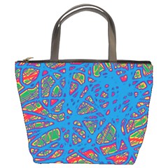 Colorful Neon Chaos Bucket Bags by Valentinaart