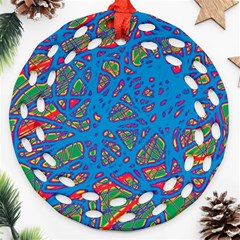 Colorful Neon Chaos Round Filigree Ornament (2side)