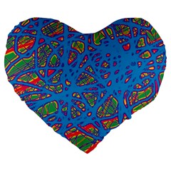 Colorful Neon Chaos Large 19  Premium Heart Shape Cushions