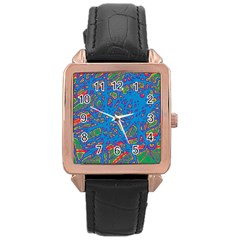 Colorful Neon Chaos Rose Gold Leather Watch 