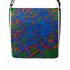 Colorful Neon Chaos Flap Messenger Bag (l)  by Valentinaart