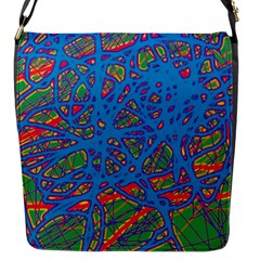 Colorful Neon Chaos Flap Messenger Bag (s) by Valentinaart