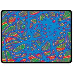 Colorful Neon Chaos Double Sided Fleece Blanket (large) 