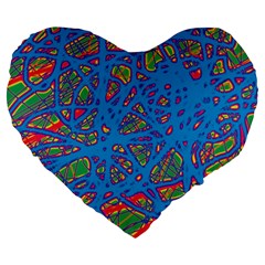 Colorful Neon Chaos Large 19  Premium Flano Heart Shape Cushions by Valentinaart