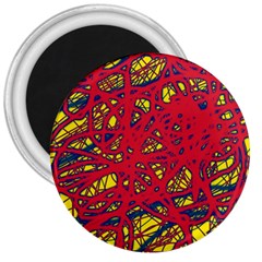 Yellow And Red Neon Design 3  Magnets