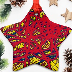 Yellow And Red Neon Design Ornament (star) 