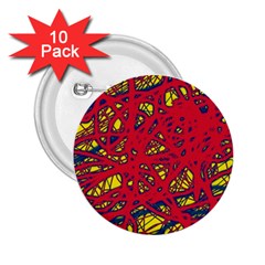 Yellow And Red Neon Design 2 25  Buttons (10 Pack)  by Valentinaart