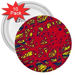 Yellow And Red Neon Design 3  Buttons (10 Pack)  by Valentinaart