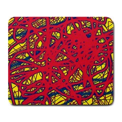 Yellow And Red Neon Design Large Mousepads