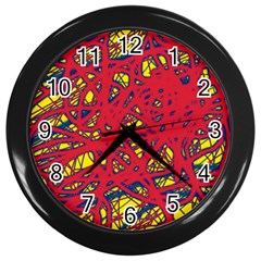 Yellow And Red Neon Design Wall Clocks (black)