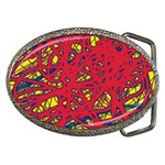 Yellow and red neon design Belt Buckles Front