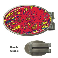 Yellow And Red Neon Design Money Clips (oval) 