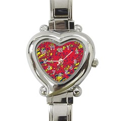 Yellow And Red Neon Design Heart Italian Charm Watch by Valentinaart