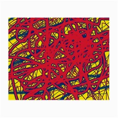 Yellow And Red Neon Design Small Glasses Cloth by Valentinaart