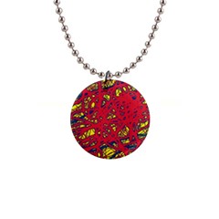 Yellow And Red Neon Design Button Necklaces by Valentinaart